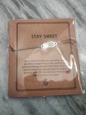Adjustable Silver Pineapple Bracelet, Stay Sweet, New